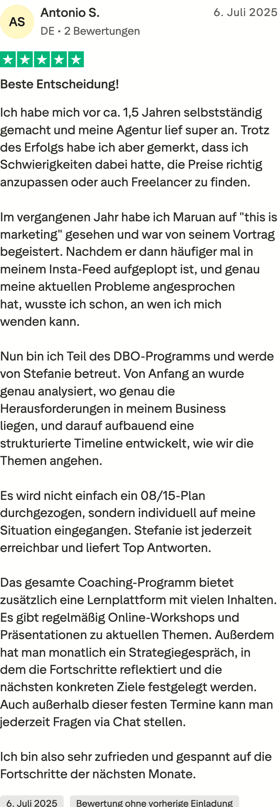5-Sterne-Kundenbewertung auf Trustpilot