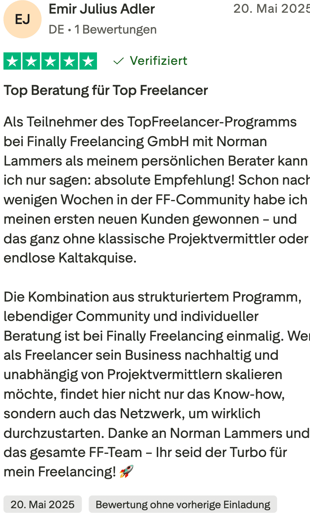 5-Sterne-Kundenbewertung auf Trustpilot