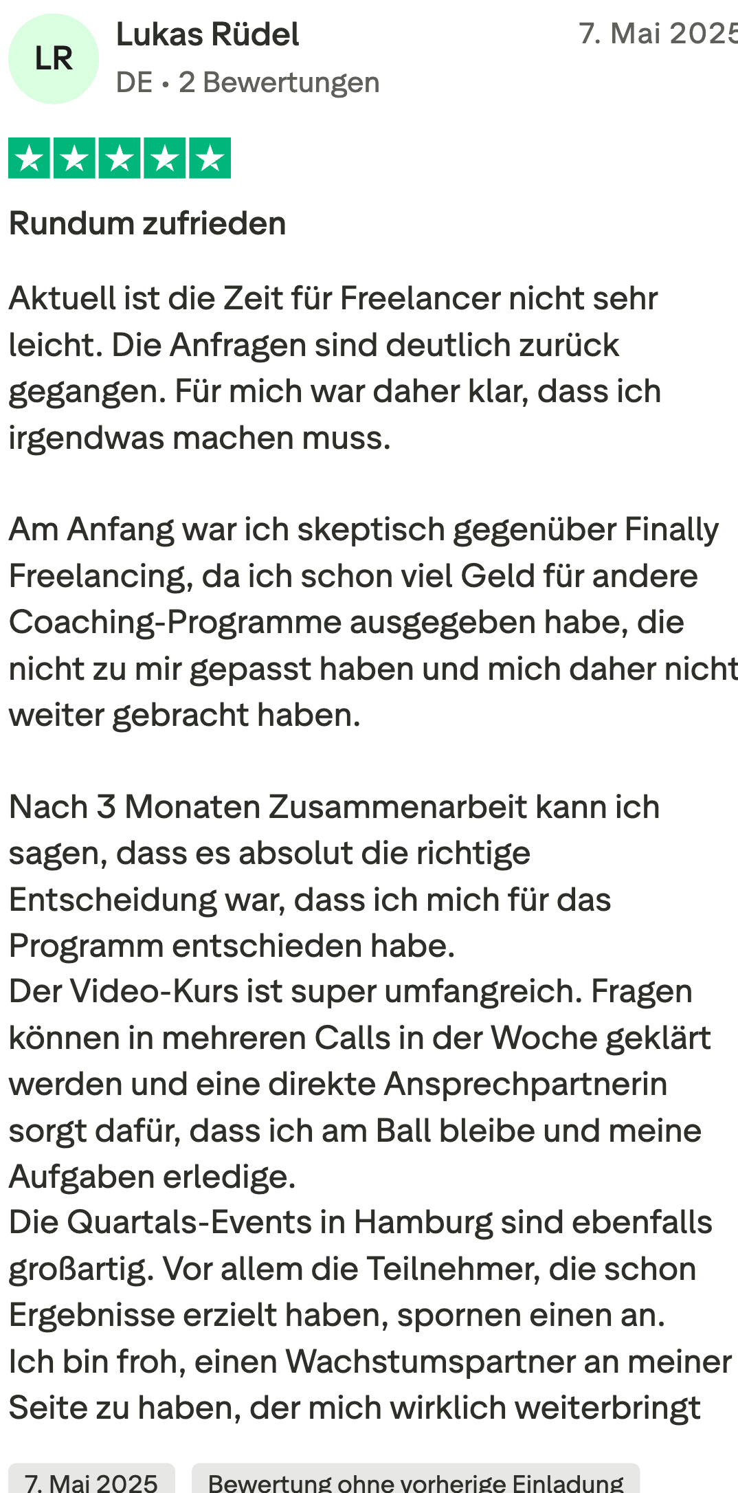 5-Sterne-Kundenbewertung auf Trustpilot