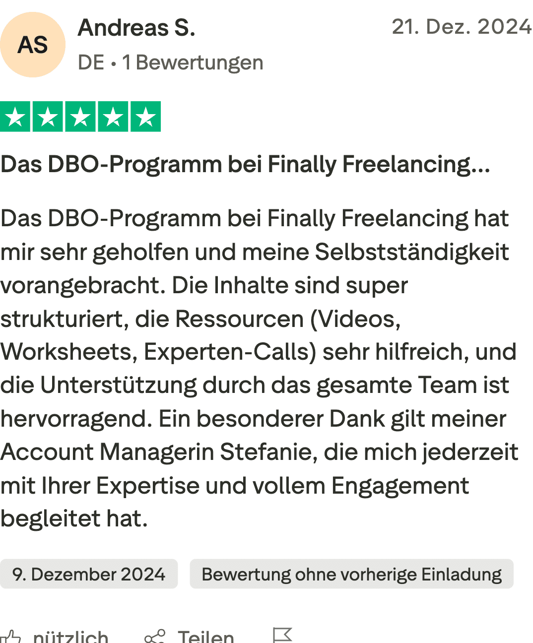 5-Sterne-Kundenbewertung auf Trustpilot